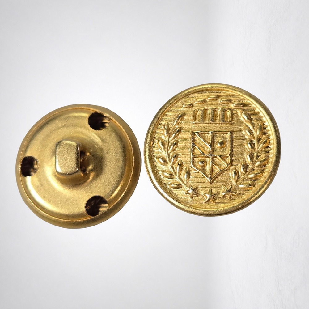 24 Gold Tone Metal Crest Blazer Buttons 5/8 in 16mm Shank Shield Sleeve Cuff